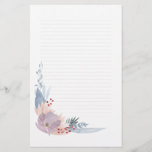 Dusky Pink Watercolour Floral Note Paper