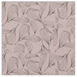 Dusky Pink with Black outlined Leaves Fabric
