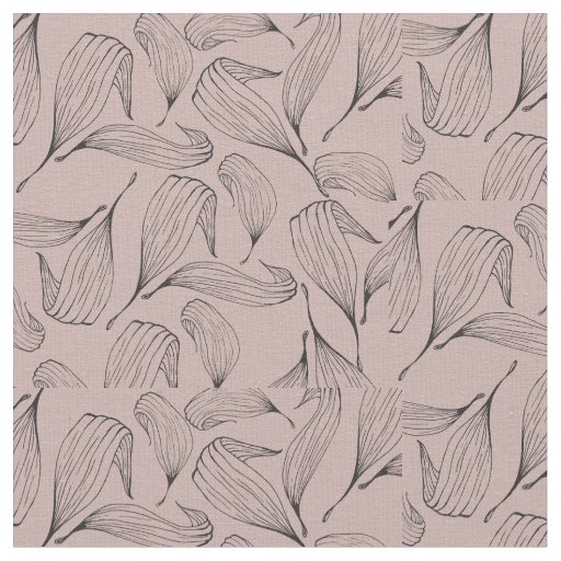 Dusky Pink with Black outlined Leaves Fabric