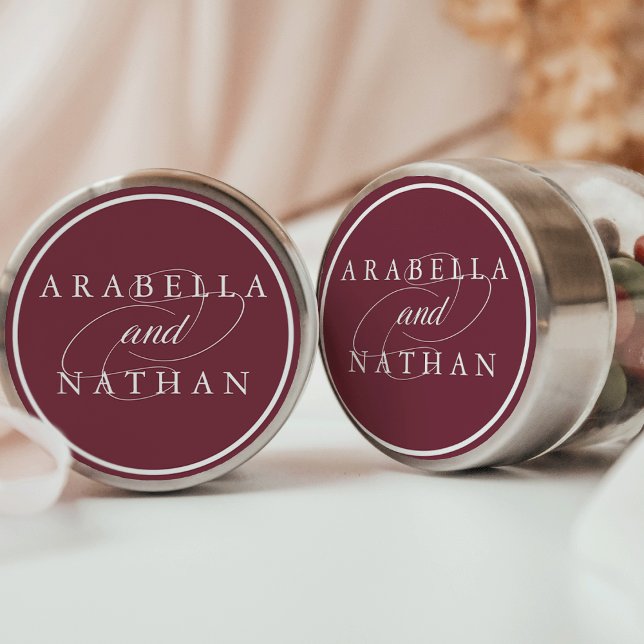 Dusky Plum Personalized Wedding Classic Round Sticker (Creator Uploaded)