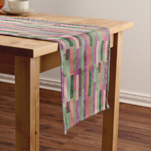 Dusky Purple and Pink Damask and Stripes Medium Table Runner