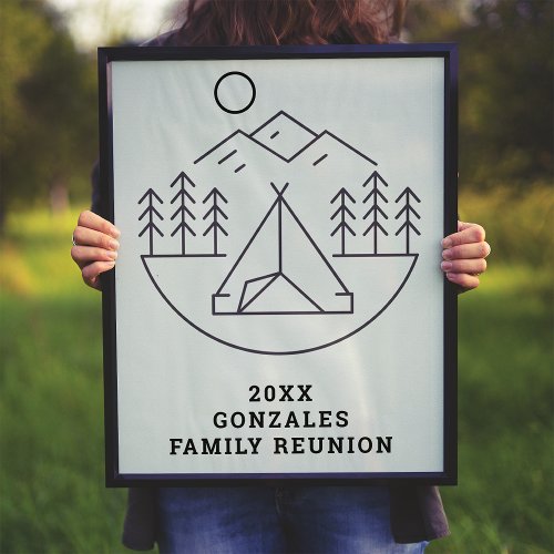 Dusky Purple Camping Line Art _ Family Reunion Poster