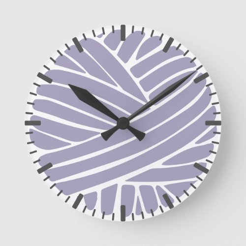 Dusky Purple Minimal Modern Yarn Ball Round Clock