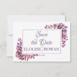 Dusky Purple Petals Floral Save the Date Card