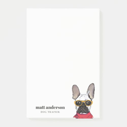 Dusky Red Orange French Bulldog Dog Trainer Post_it Notes