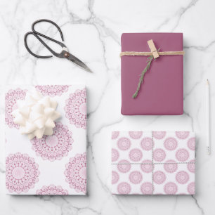 Dusky Rose Confetti Lace Classic Polka Dots Wrapping Paper Sheets