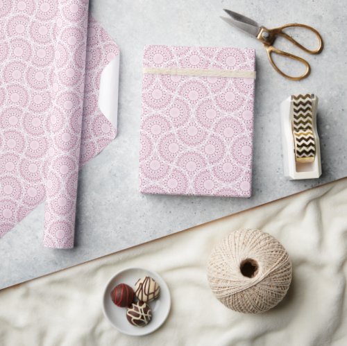Dusky Rose Confetti Lace Dot Mandala Art Deco Fans Wrapping Paper