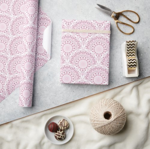 Dusky Rose Confetti Lace Dot Mandala Art Deco Wrapping Paper