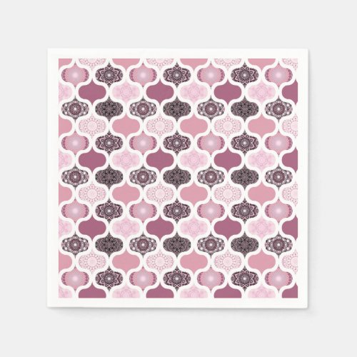 Dusky Rose Dot Mandalas Ogee Patchwork Papercraft Napkins