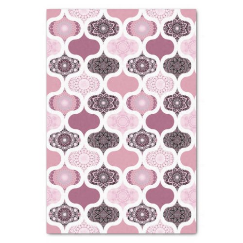 Dusky Rose Dot Mandalas Ogee Patchwork Tissue Paper