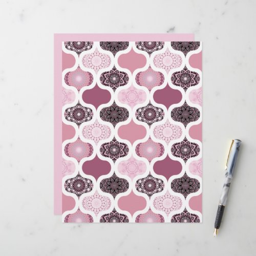 Dusky Rose Dot Mandalas Patchwork Scrapbook Paper