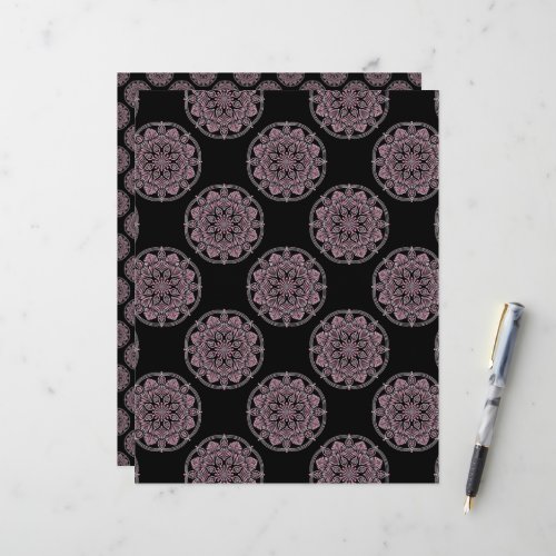 Dusky Rose Fronds Polka Dots Mandala