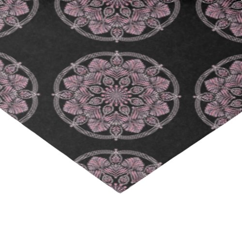 Dusky Rose Fronds Polka Dots Mandala Tissue Paper