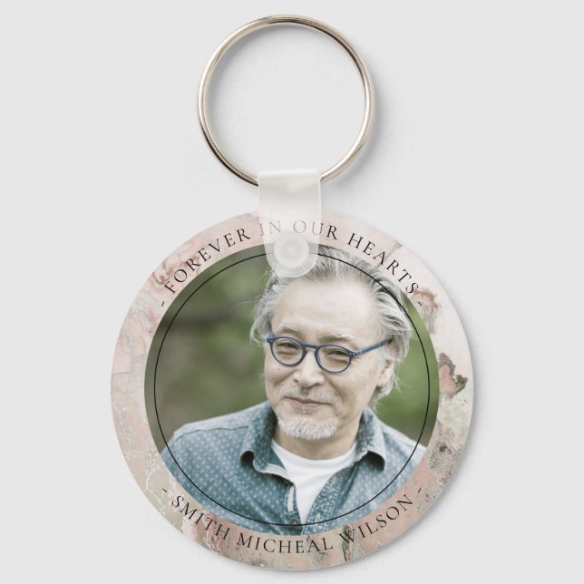 DUSKY ROSE GOLD PINK AGATE SYMPATHY MEMORIAL PHOTO KEYCHAIN (Front)