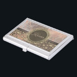 Dusky Rose Marble Glittery Leopard            Business Card Case<br><div class="desc">A chic dusky rose marble pattern joined with a brown circle with gold flourish where you can customize it along with a glittery gold leopard design on an ombre dusky rose backdrop for extra glam.  Elegant stylish vibes.</div>