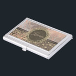 Dusky Rose Marble Glittery Leopard            Business Card Case<br><div class="desc">A chic dusky rose marble pattern joined with a brown circle with gold flourish where you can customize it along with a glittery gold leopard design on an ombre dusky rose backdrop for extra glam.  Elegant stylish vibes.</div>