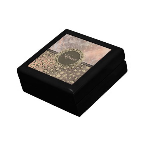 Dusky Rose Marble Glittery Leopard  Gift Box