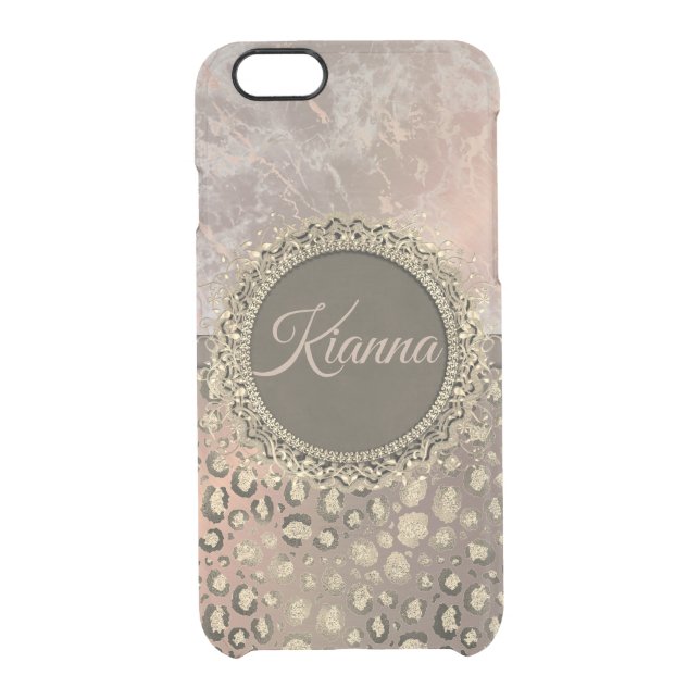 Dusky Rose Marble Glittery Leopard      Uncommon iPhone Case (Back)