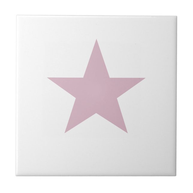 Dusky Rose Pink Star Ceramic Tile (Front)