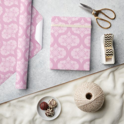 Dusky Rose Preppy In Pink Mid Mod Ogee Wrapping Paper
