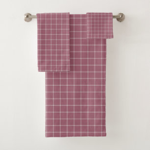 dusky rose windowpane gingham bath towel set
