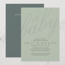 Dusky Sage Typography Baby Shower Gender Reveal