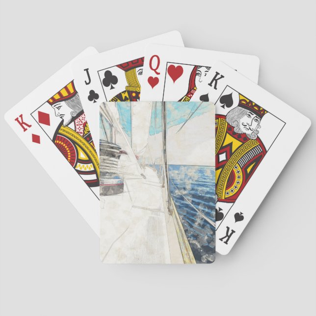Dusky Sailboat Seascape Poker Cards – Artistic  (Back)