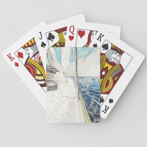 Dusky Sailboat Yacht Seascape Poker Cards