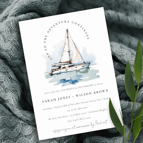 Dusky Sailboat Yacht Seascape Wedding Anniversary Invitation