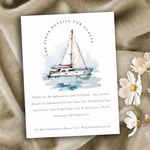 Dusky Sailboat Yacht Seascape Wedding Details Enclosure Card