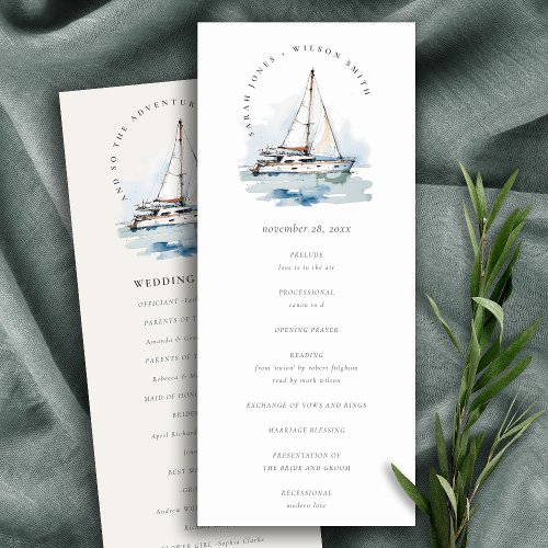 Dusky Sailboat Yacht Seascape Wedding Program