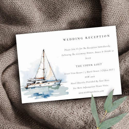 Dusky Sailboat Yacht Seascape Wedding Reception Enclosure Card