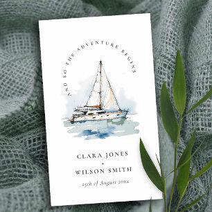 Dusky Sailboat Yacht Seascape Wedding Website Enclosure Card
