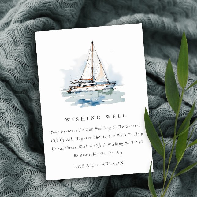 Dusky Sailboat Yacht Seascape Wedding Wishing Well Enclosure Card (Creator Uploaded)