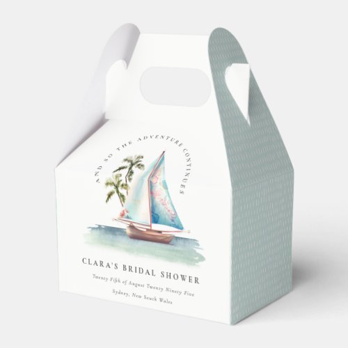 Dusky Teal Sailboat Palm Seascape Bridal Shower Favor Boxes