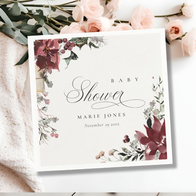 Dusky Warm Winter Festive Foliage Baby Shower  Napkins (Creator Uploaded)