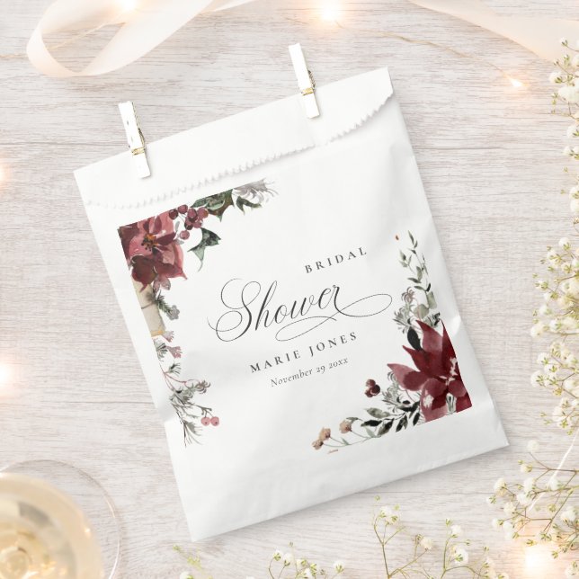Dusky Warm Winter Festive Foliage Bridal Shower Favor Bag (Clipped)