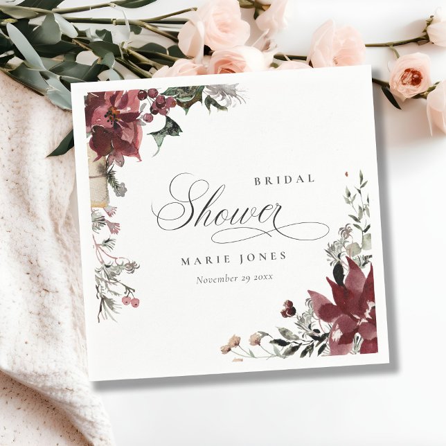 Dusky Warm Winter Festive Foliage Bridal Shower Napkins (Creator Uploaded)