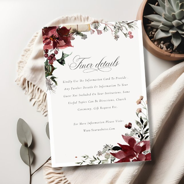 Dusky Warm Winter Festive Foliage Wedding Details Enclosure Card (Creator Uploaded)