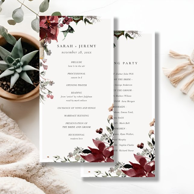 Dusky Warm Winter Festive Foliage Wedding Program (Creator Uploaded)