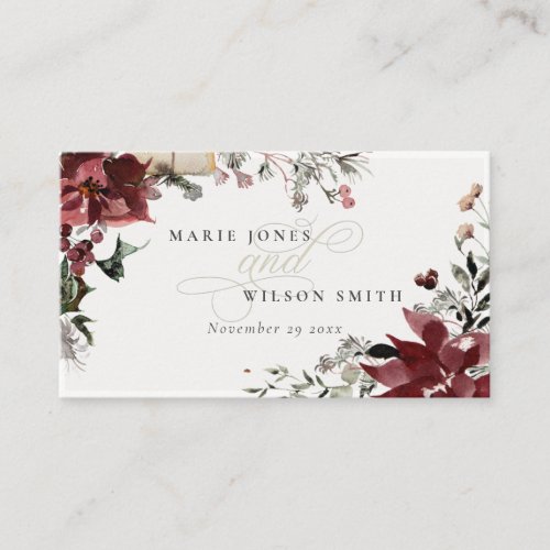 Dusky Warm Winter Festive Foliage Wedding Website Enclosure Card