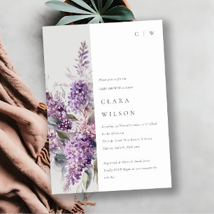 Dusky Watercolor Lilac Cottage Floral Baby Shower Invitation