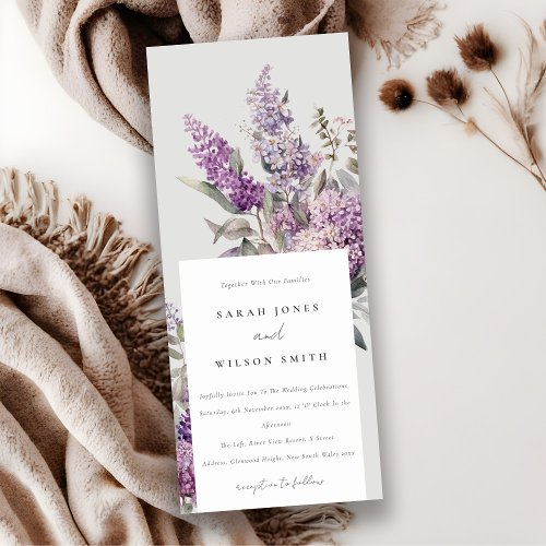 Dusky Watercolor Lilac Cottage Floral Wedding Invitation