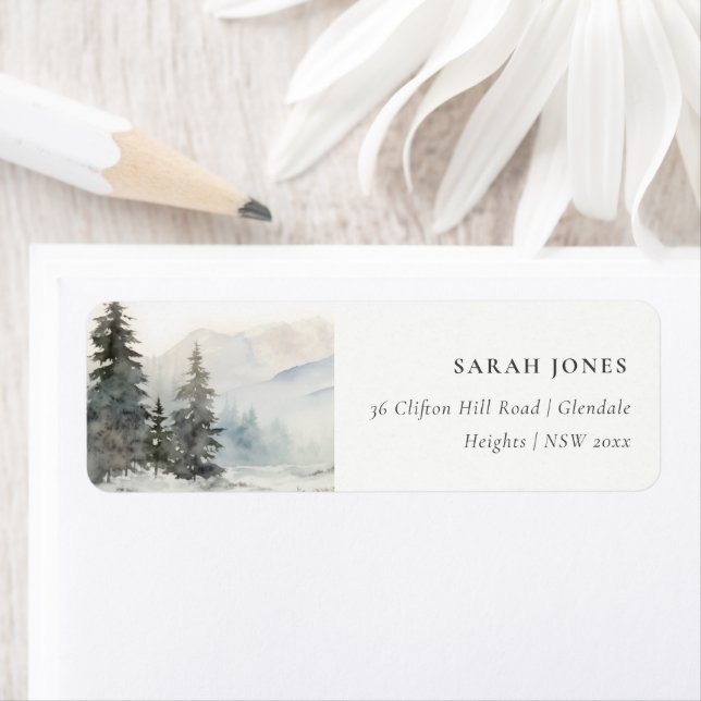 Dusky Winter Snow Mountain Landscape Address Label (Insitu)