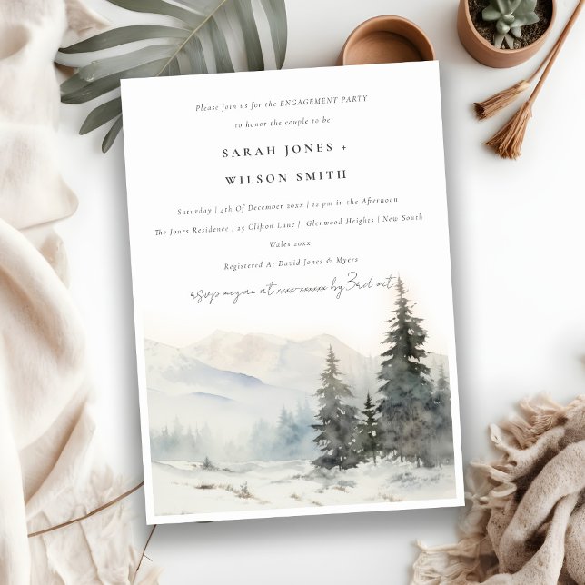 Dusky Winter Snow Mountain Landscape Engagement Invitation (Creator Uploaded)