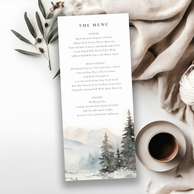 Dusky Winter Snow Mountain Landscape Menu Card (Creator Uploaded)