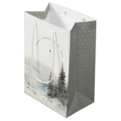 Dusky Winter Snow Mountain Landscape Wedding Medium Gift Bag
