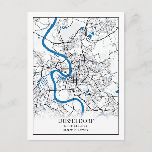 Dusseldorf Deutschland City Map Travel Simple Postcard