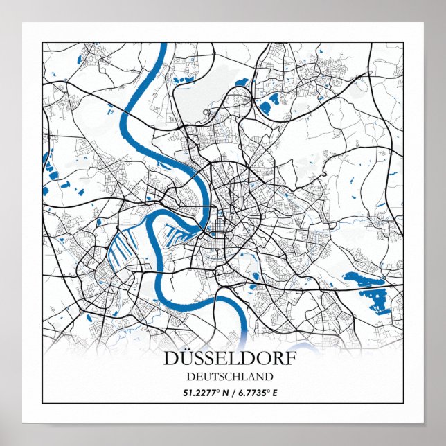 Dusseldorf Deutschland City Map Travel Simple Poster (Front)