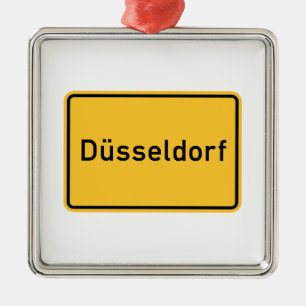 Dusseldorf, Germany Road Sign Metal Ornament